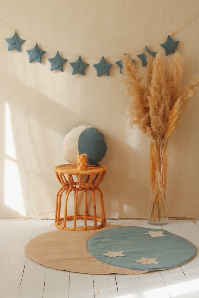 Girlande mit Sternen *Grey Mint Dust*, Samt