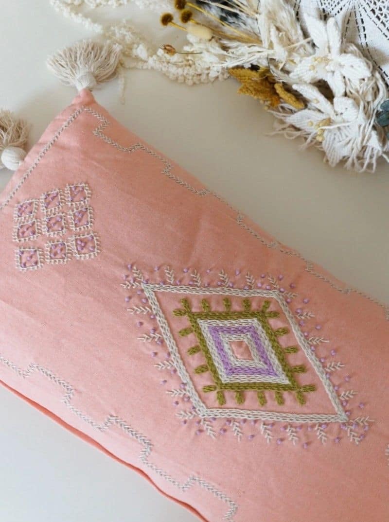 Folk Boho Kissenhülle "Koralle" 35 x 70cm