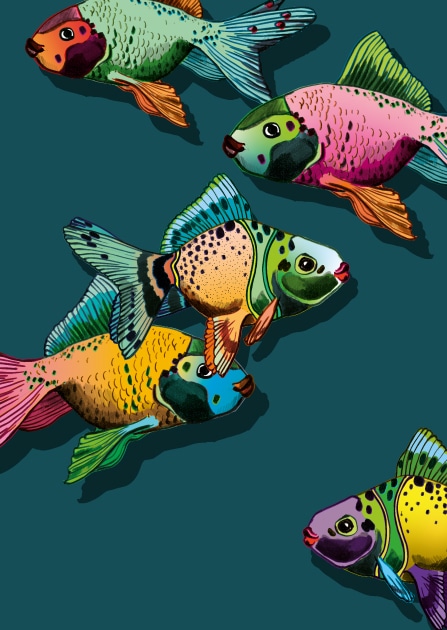 Grußkarte mit Fischen "TUMTO" von illi