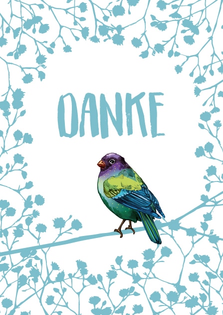 Grußkarte Danke mit Vogel "ZINNI" vonilli