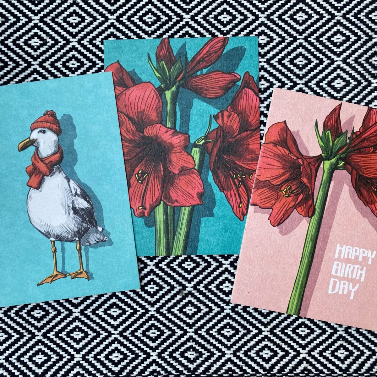 Postkarte rote Blumen "TIMATA" von illi