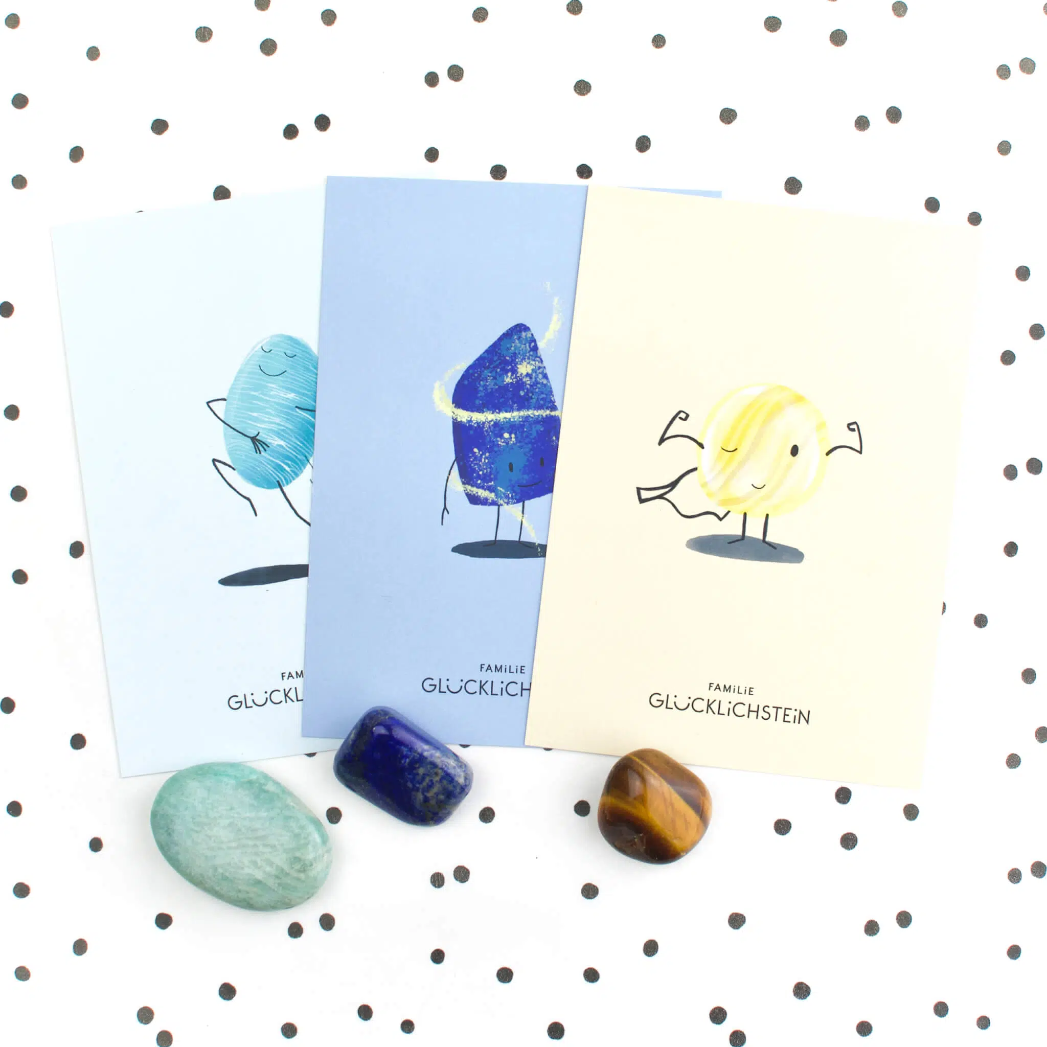 Set aus Tigerauge, Lapislazuli und Amazonit "Team Mut und Zuversicht"