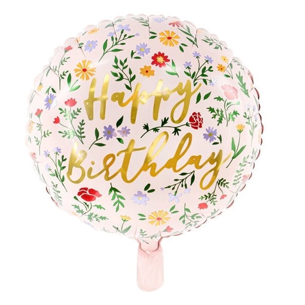 Happy Birthday Multifloral, 3er Ballonset mit Helium befüllt