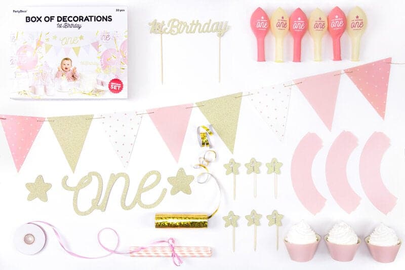 Erster Geburtstag Mädchen, Partydeko Box