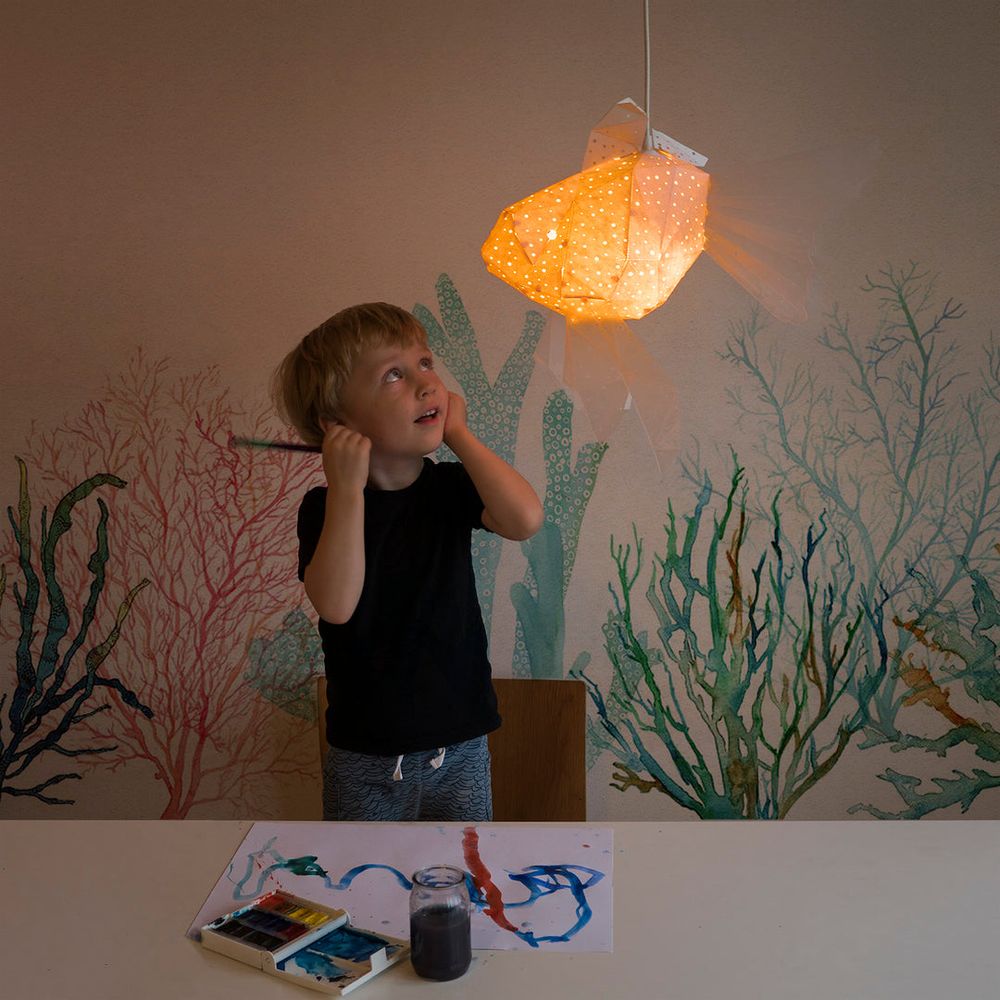 Baby Goldfish Origami Lampe, Weiß