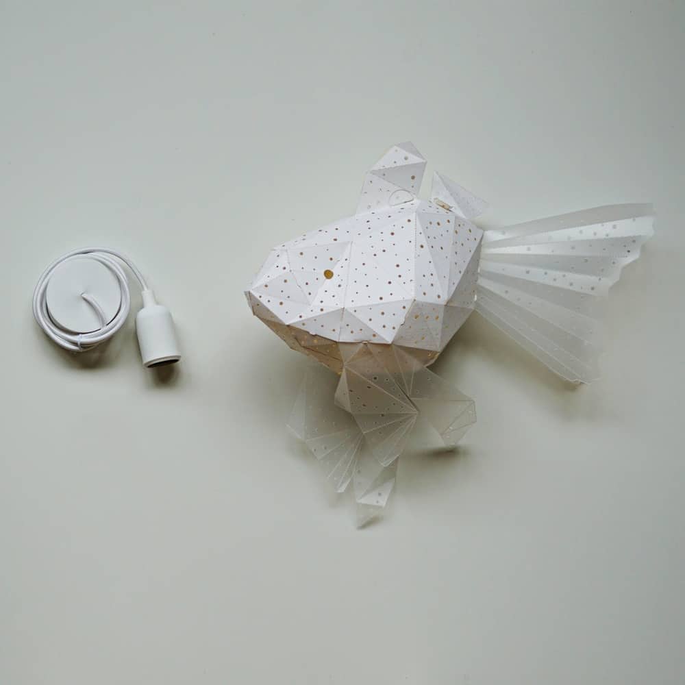 Baby Goldfish Origami Lampe, Weiß