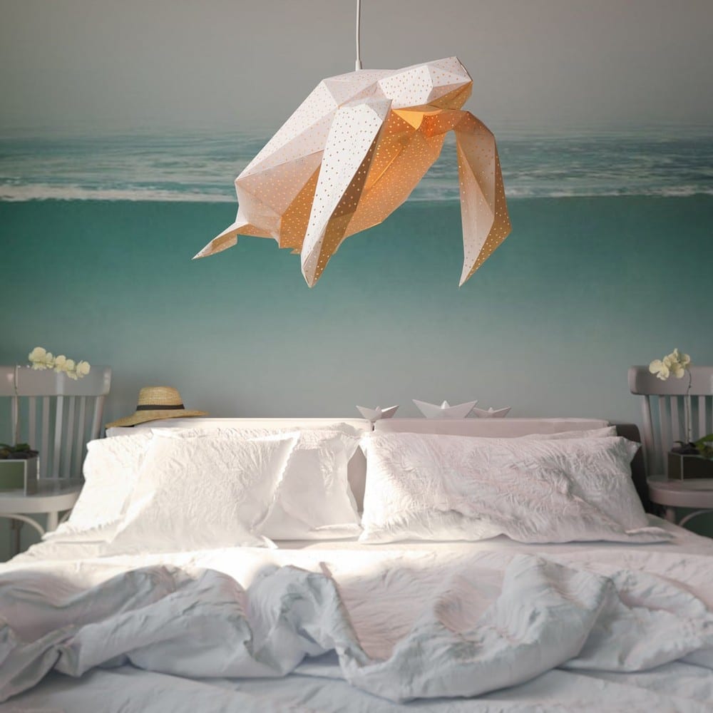 Sea Turtle Origami Lampe, Weiß