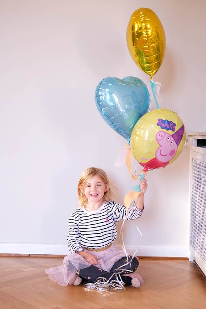 Partyhut Peppa Wutz, 3er Ballonset mit Helium befüllt
