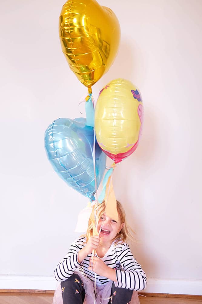 Partyhut Peppa Wutz, 3er Ballonset mit Helium befüllt