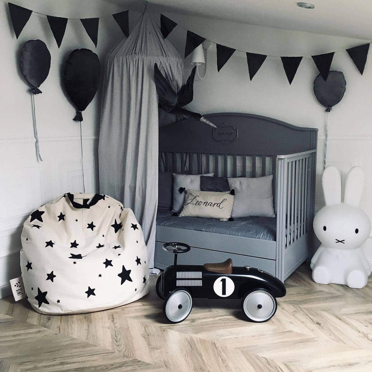 Sitzsack "Panda with Stars" Schwarzer Griff