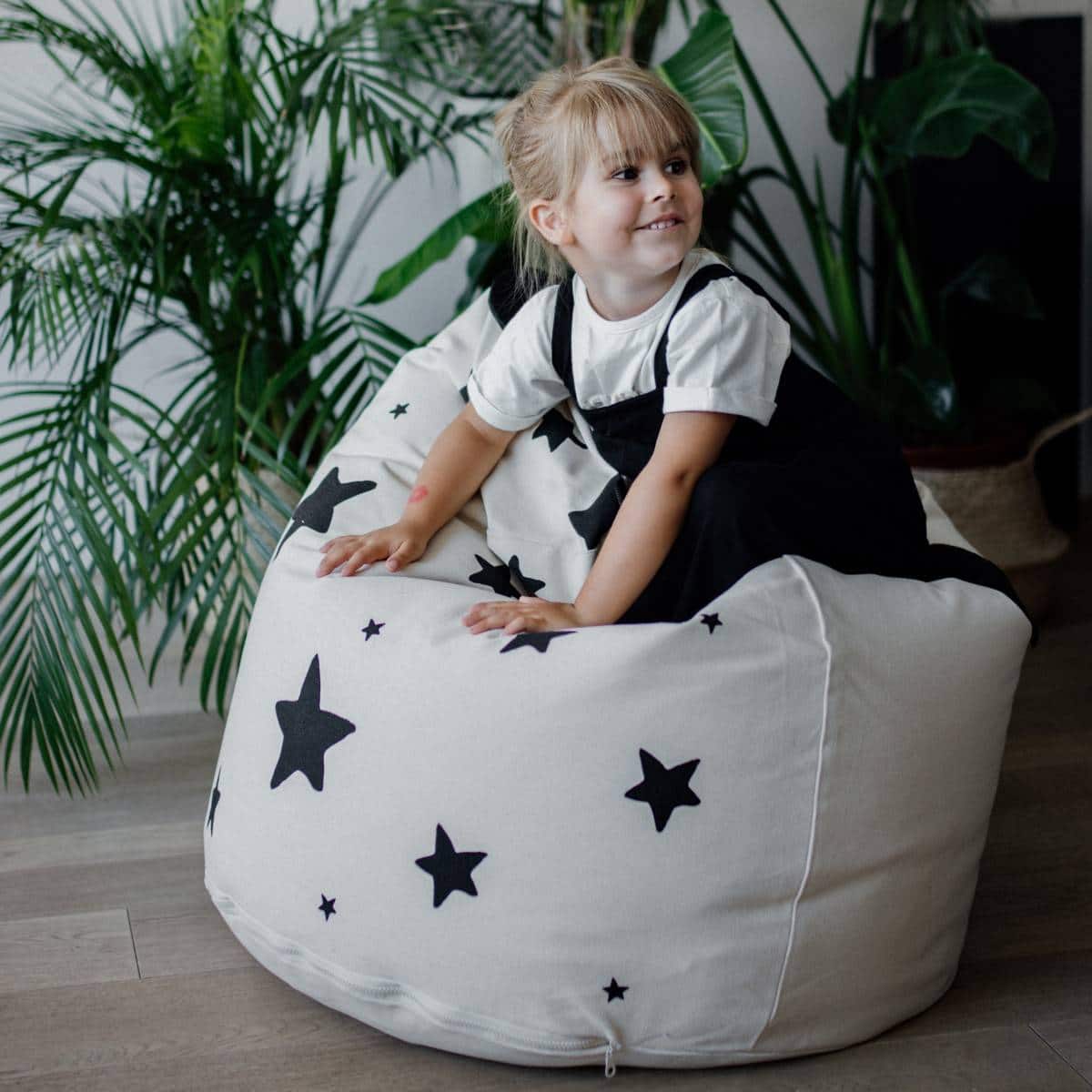Sitzsack "Panda with Stars" Schwarzer Griff