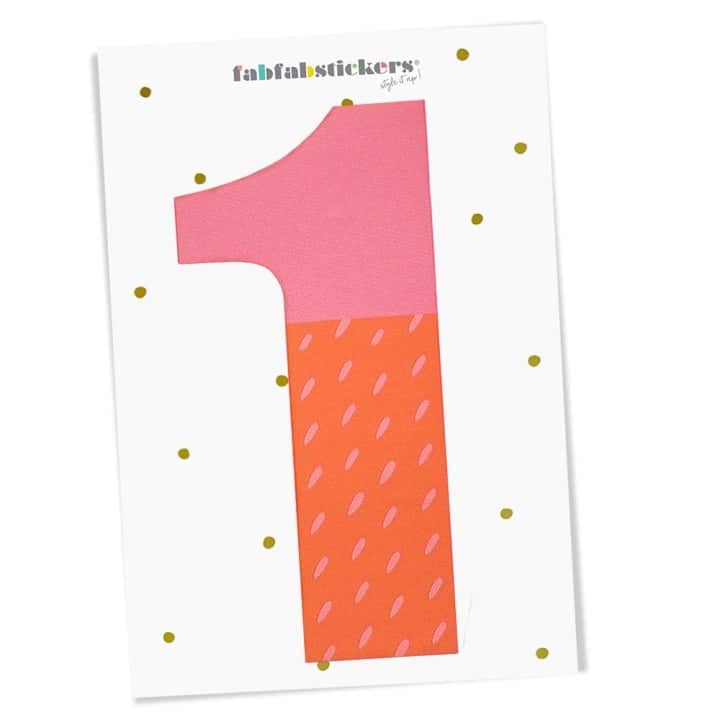 Bügelzahl 1, Pink Koralle