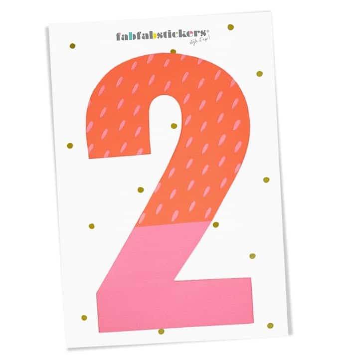 Bügelzahl 2, Pink Koralle