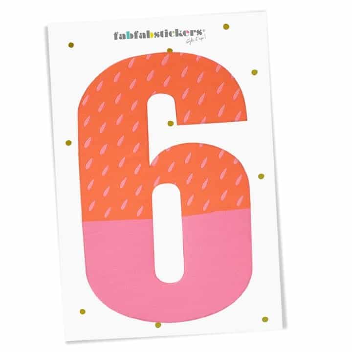 Bügelzahl 6, Pink Koralle