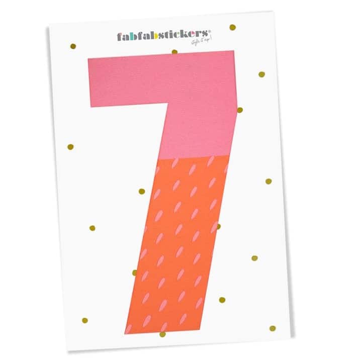 Bügelzahl 7, Pink Koralle