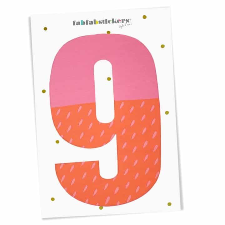 Bügelzahl 9, Pink Koralle