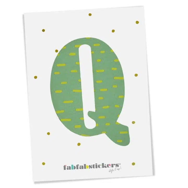 Bügelbuchstabe Q, Green Mix
