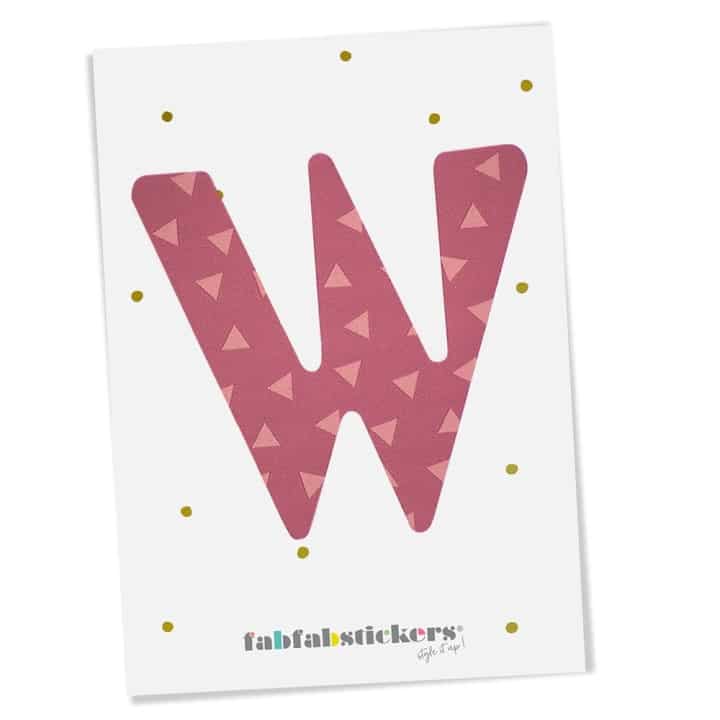 Bügelbuchstabe W, Pink Mix