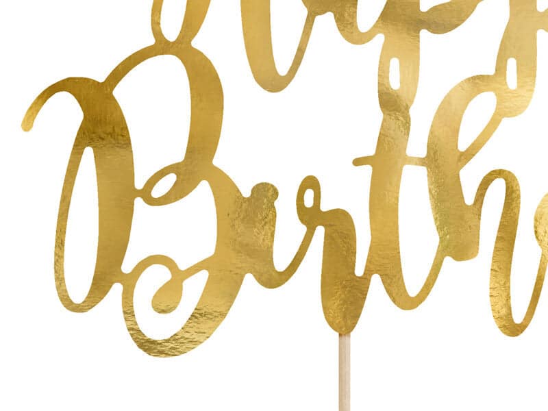 Happy Birthday Cake Topper, Gold