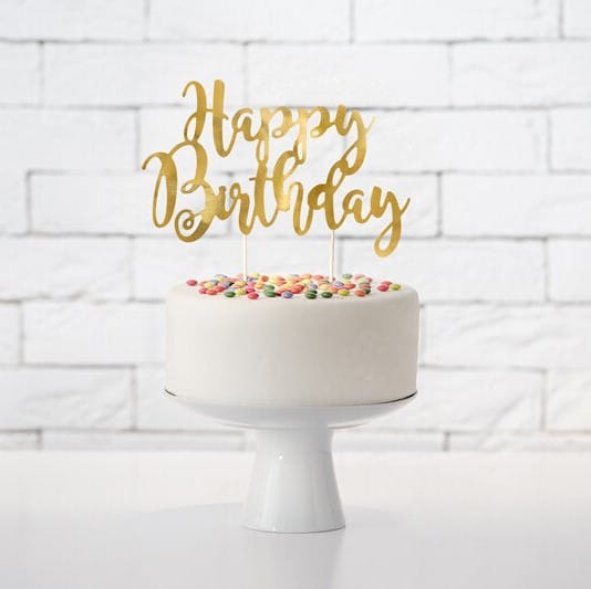 Happy Birthday Cake Topper, Gold