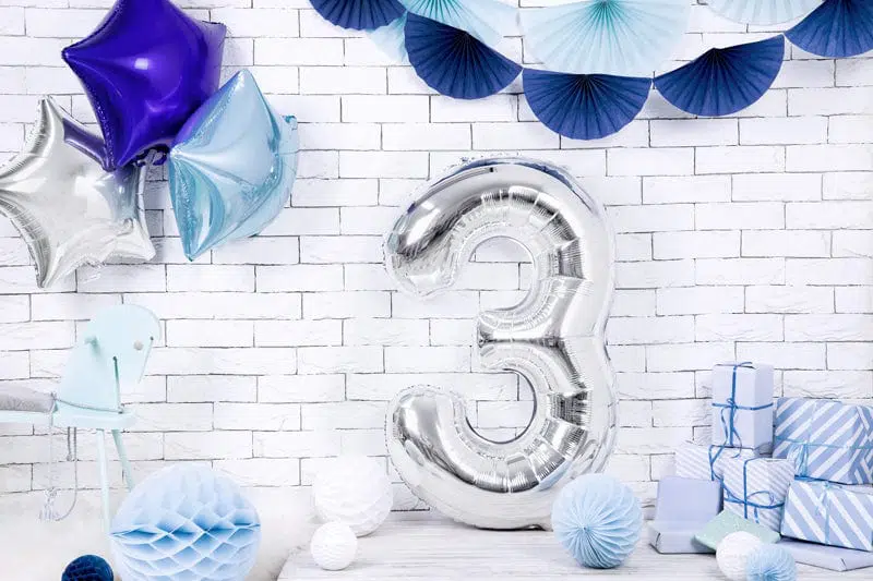 XL Folienballon Zahl "3" Silber