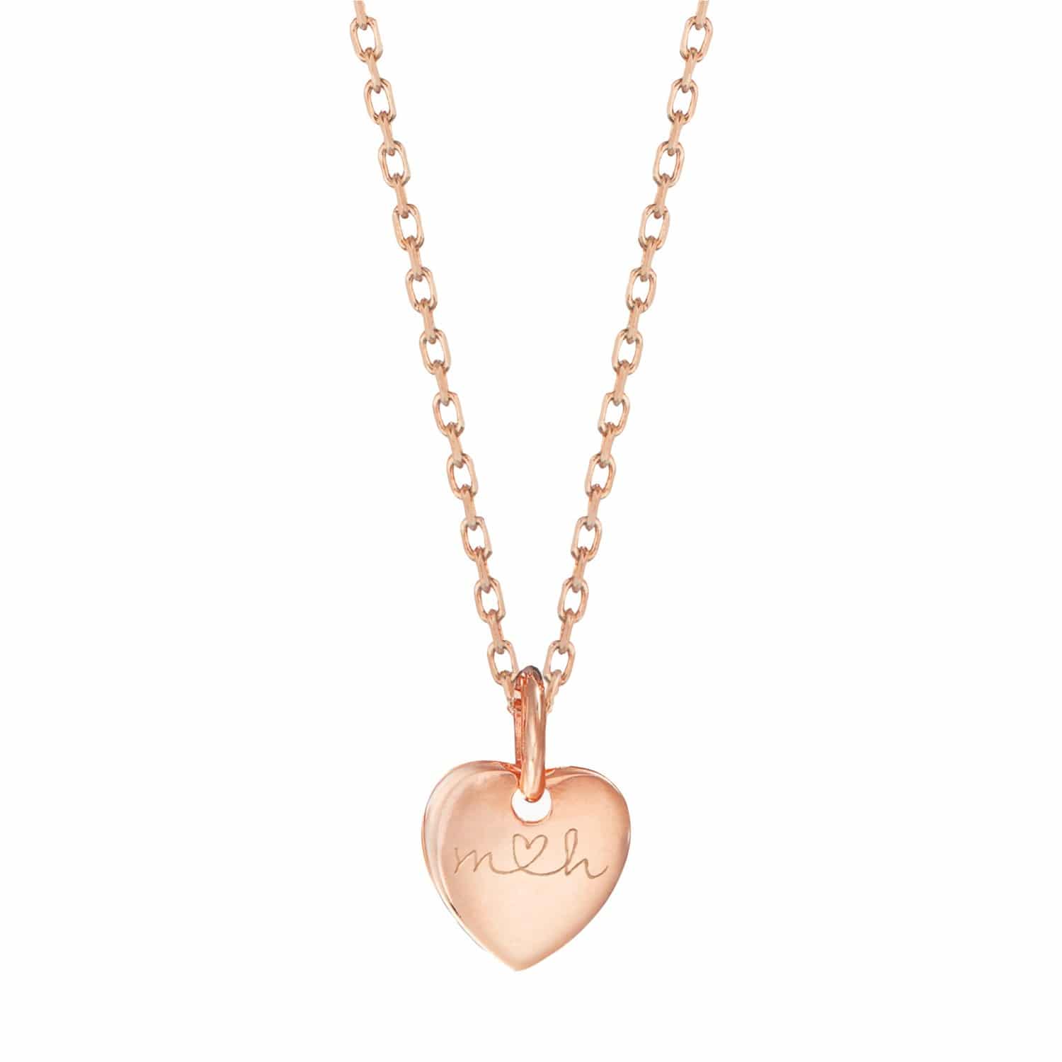 Personalisierte Du & Ich Mini Herz Halskette in 18kt Rosévergoldung
