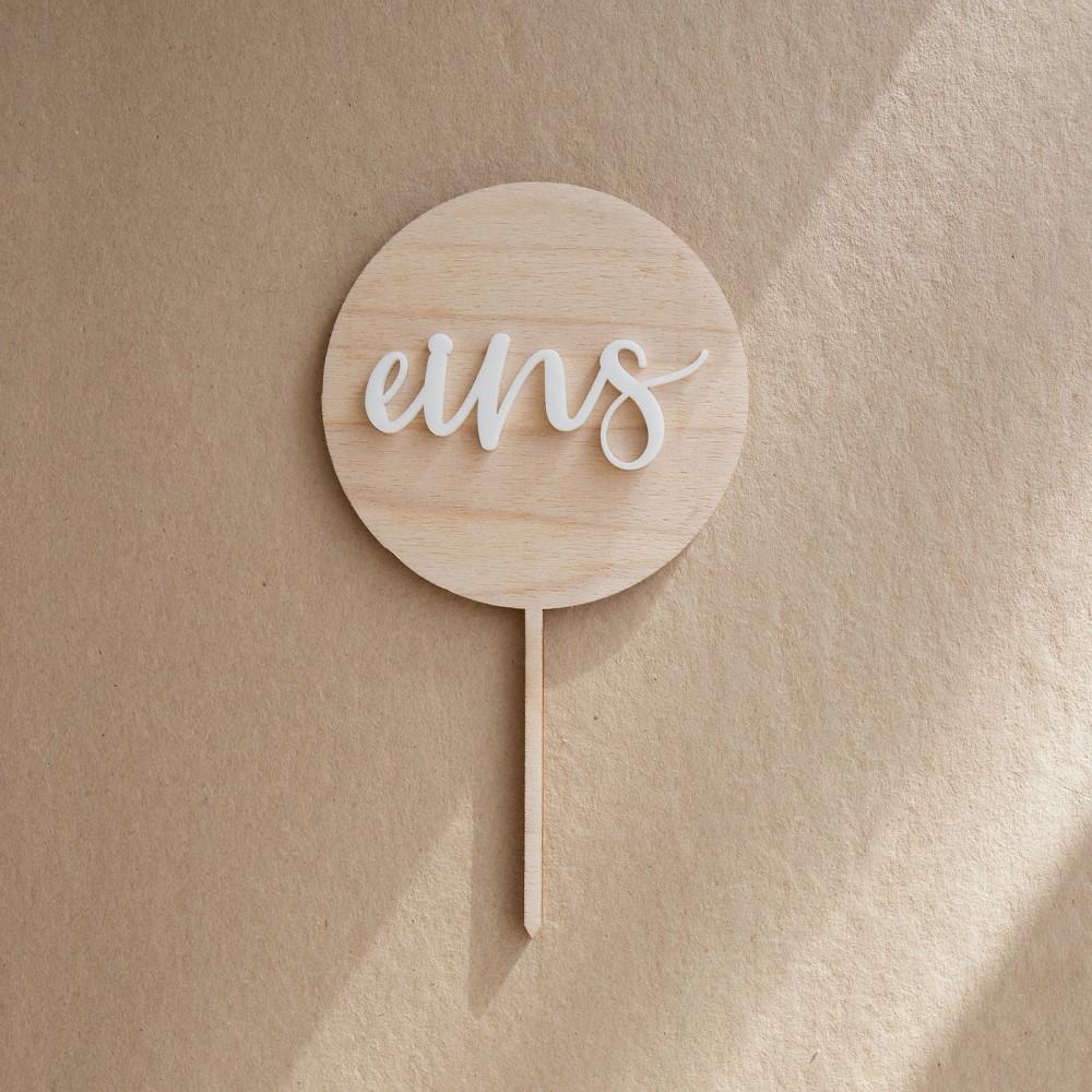 Cake Topper Kuchenstecker "eins" Rund