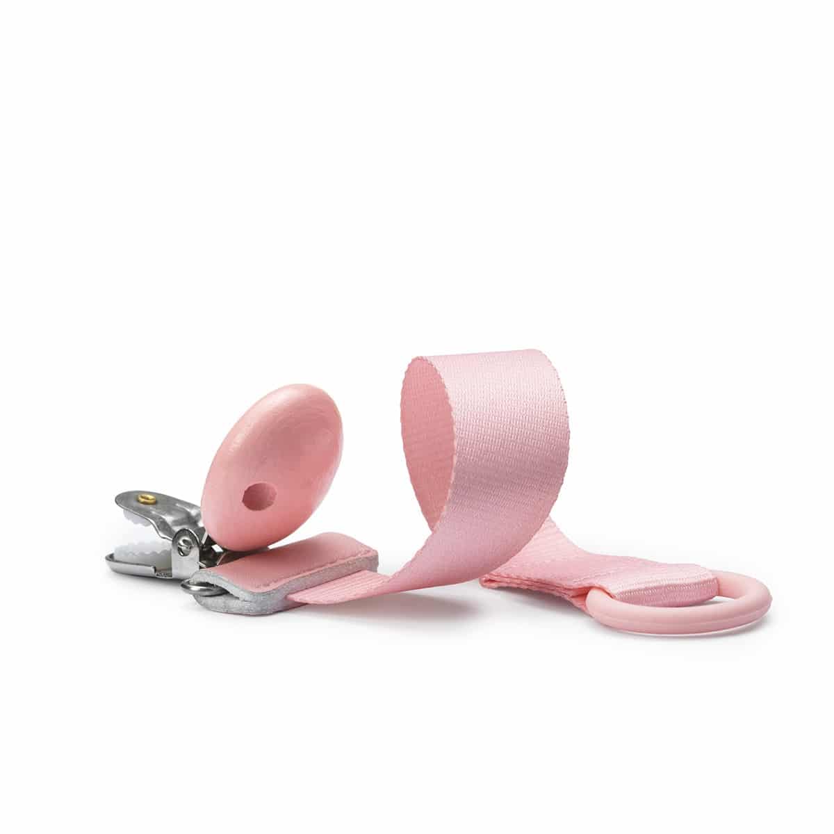 Schnullerband mit Holzdetail, Candy Pink