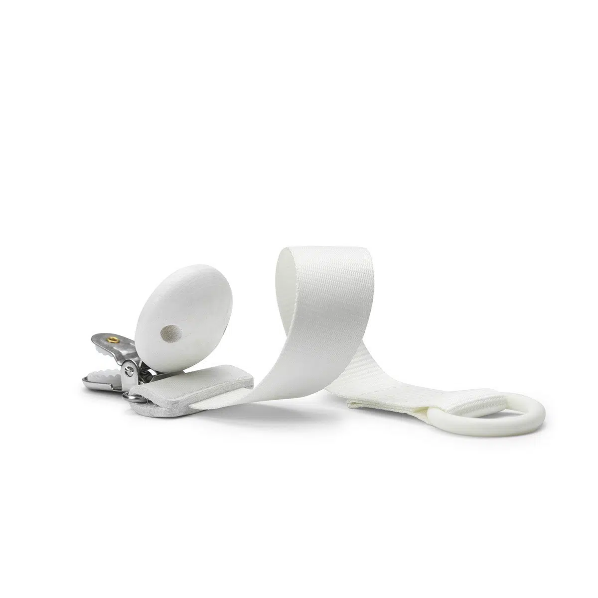 Schnullerband mit Holzdetail, Vanilla White