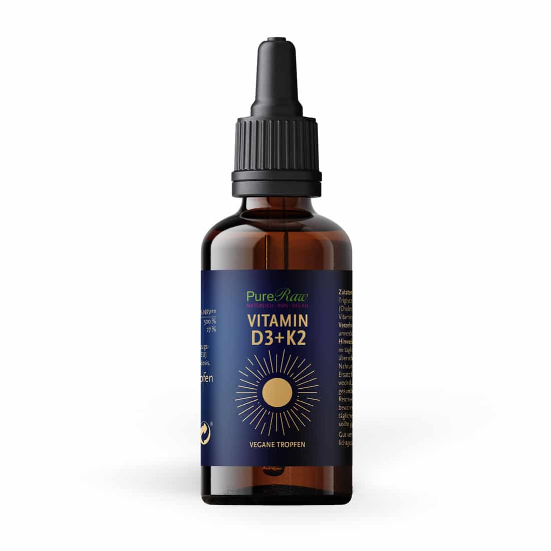 Vitamin D3 + K2 Tropfen, Nahrungsergänzungsmittel vegan, 30 ml