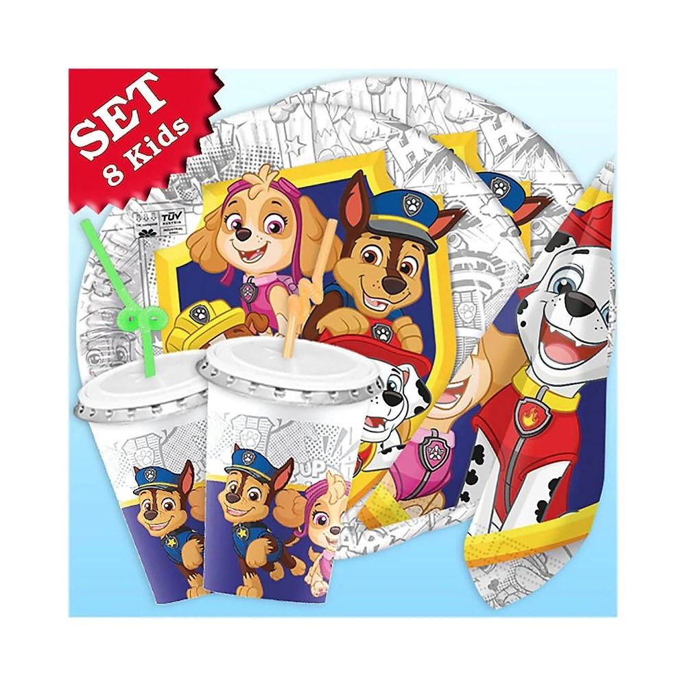 Paw Patrol, Partydeko Set mit Cake Topper und Geburtstagsgirlande