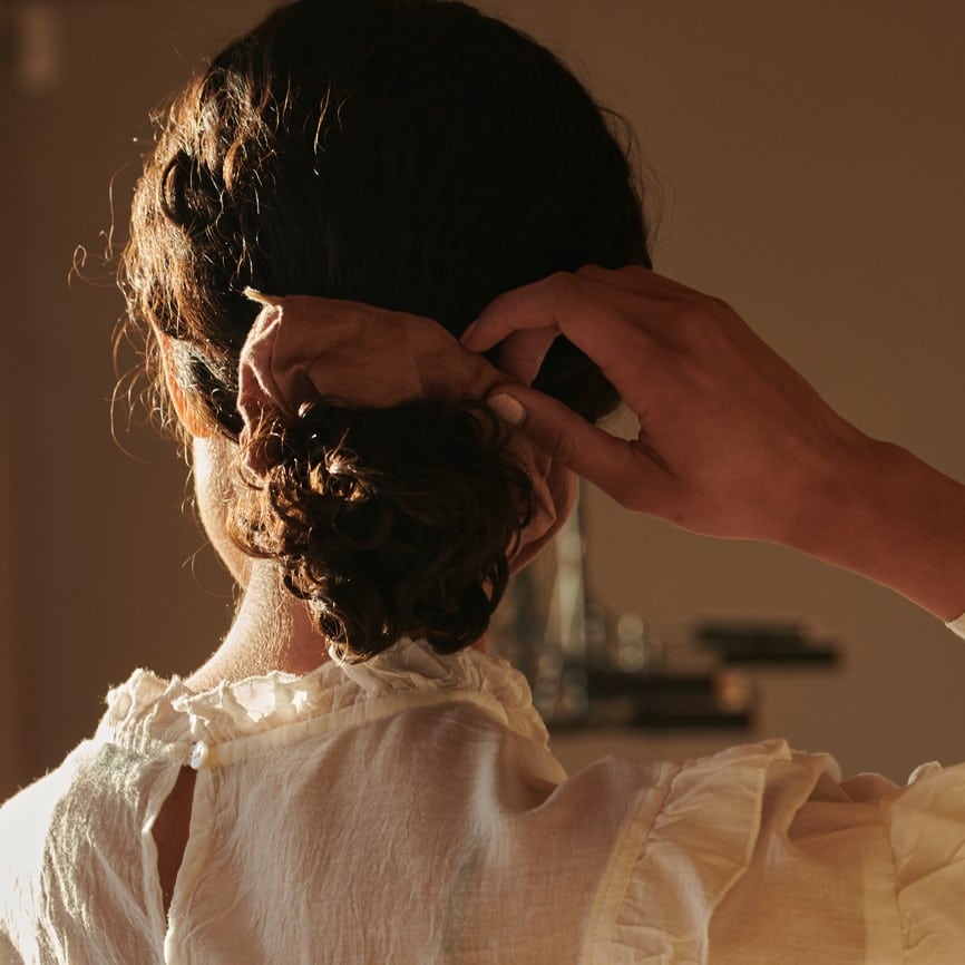 Scrunchie Leinen, Nougat