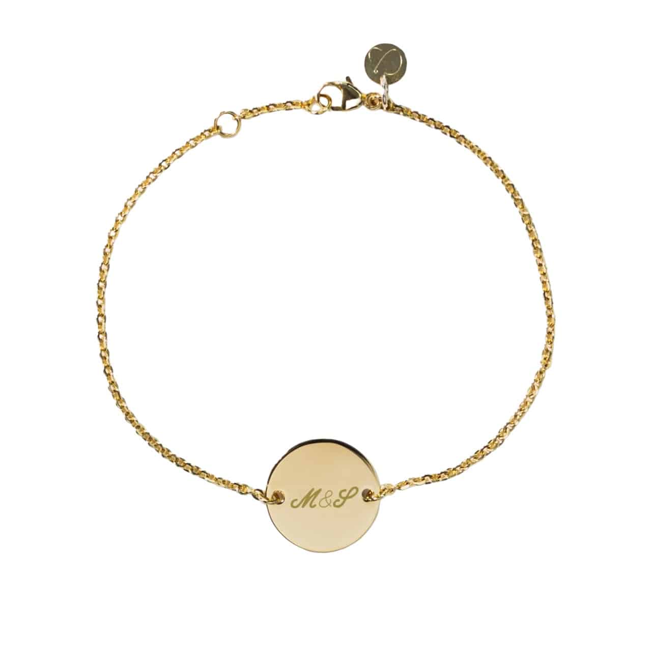 Armband "Hold" mit eingefasstem Plättchen 16 mm, 2 Initialen