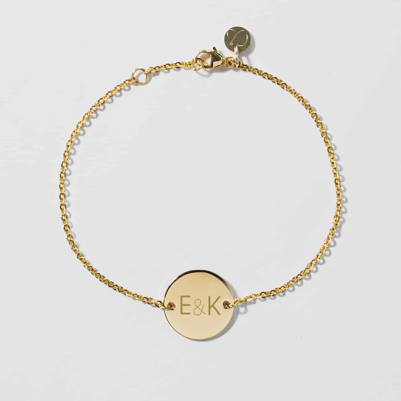 Armband "Hold" mit eingefasstem Plättchen 16 mm, 2 Initialen