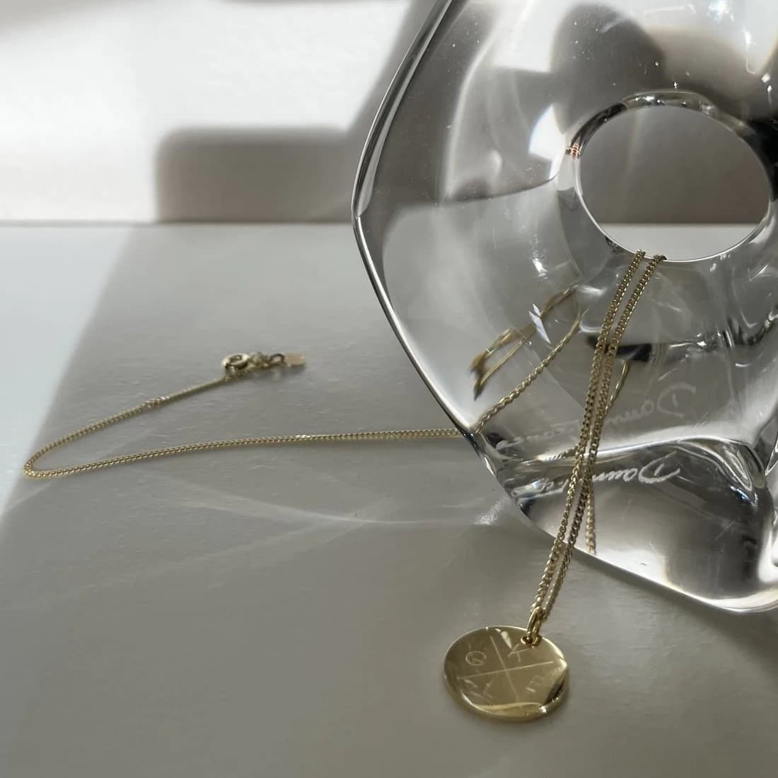 Kette "Grace" mit großem Plättchen, 4 Initialen