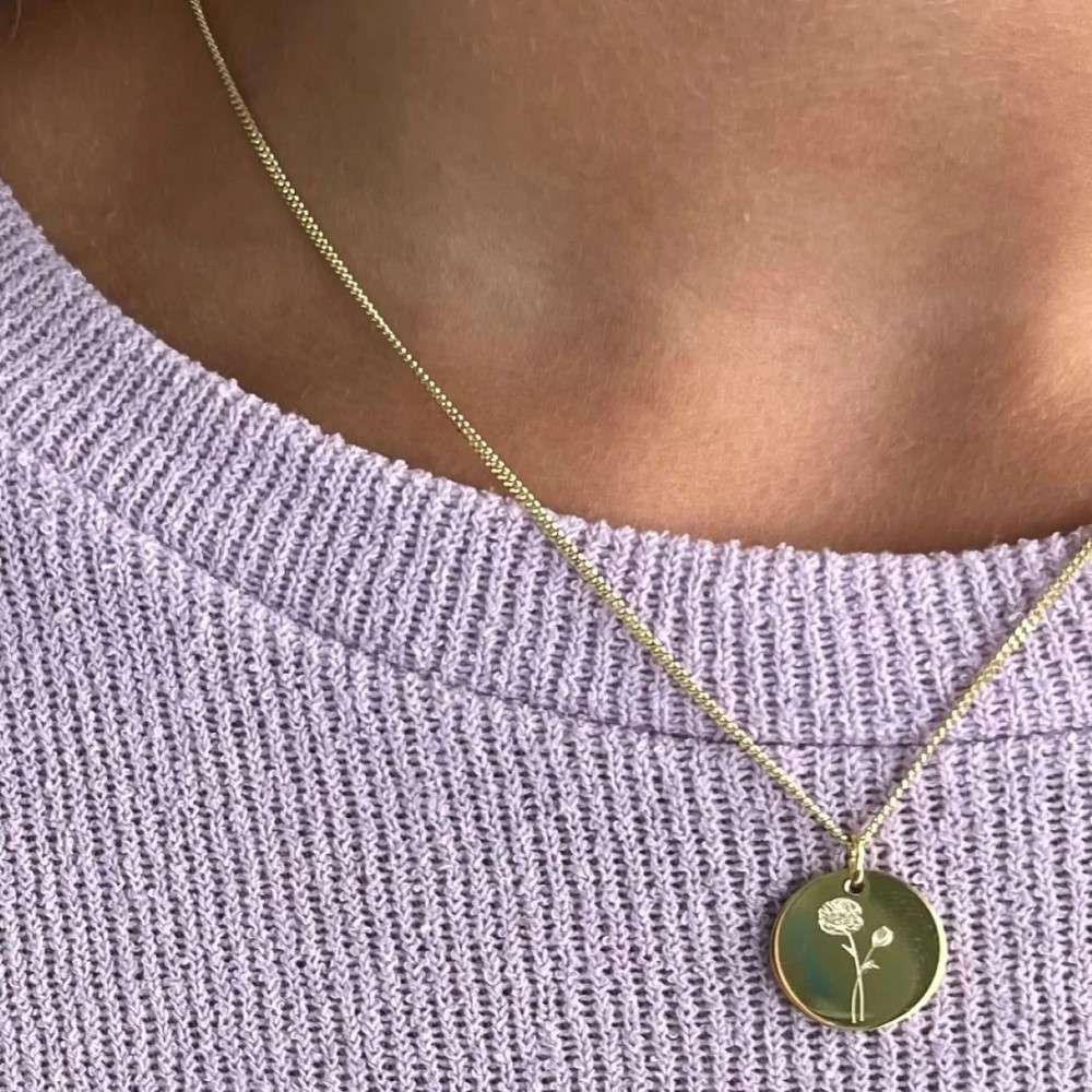 Kette "blooming Grace" mit Geburtsblume, Plättchen 16 mm