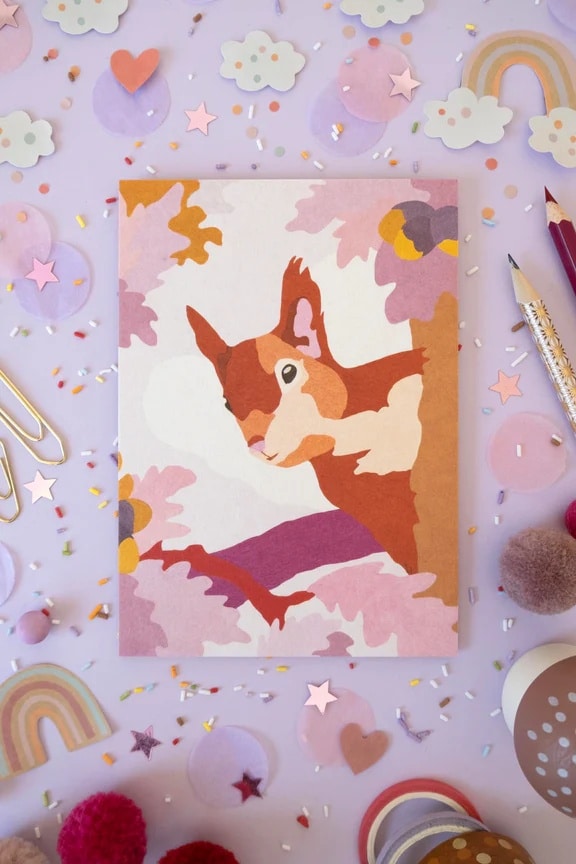 Postkarte Kunstdruck, Eichhörnchen