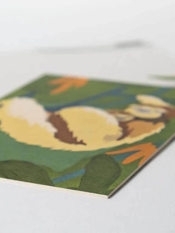 Postkarte Kunstdruck, Faultier und Baby