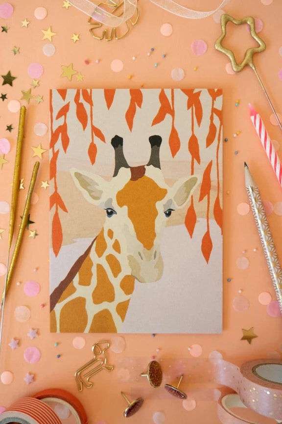 Postkarte Kunstdruck, Giraffe