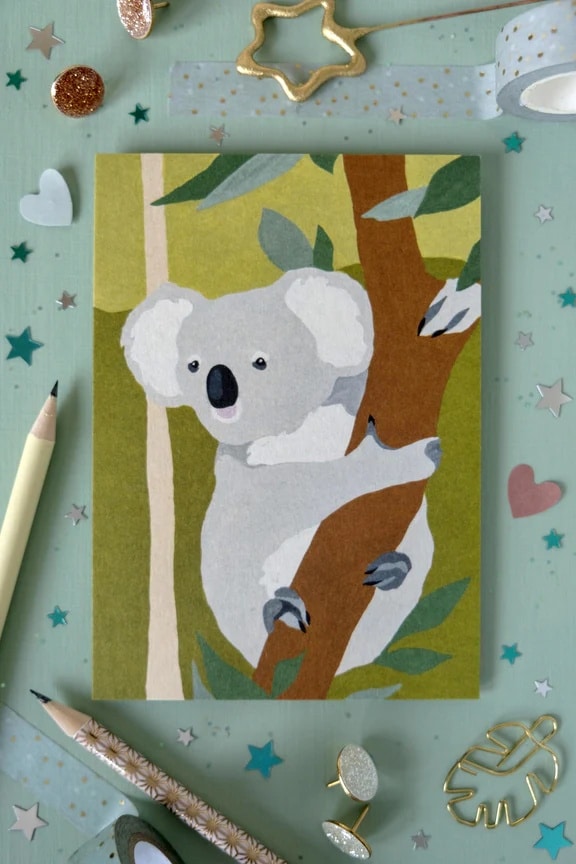 Postkarte Kunstdruck, Koala