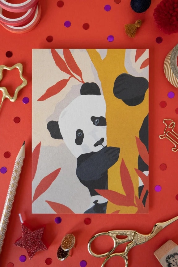 Postkarte Kunstdruck, Pandabär