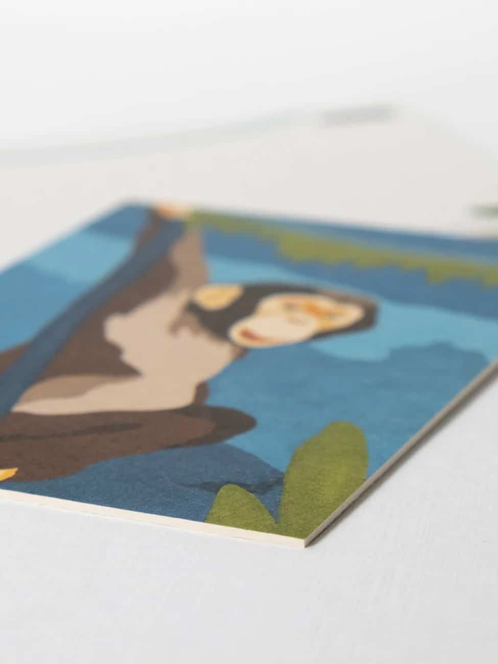 Postkarte Kunstdruck, Schimpanse