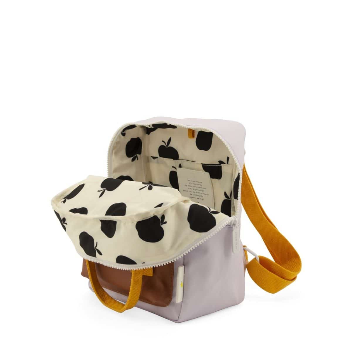 Rucksack Klein, chocolate sundae + daisy yellow + mauve lilac The