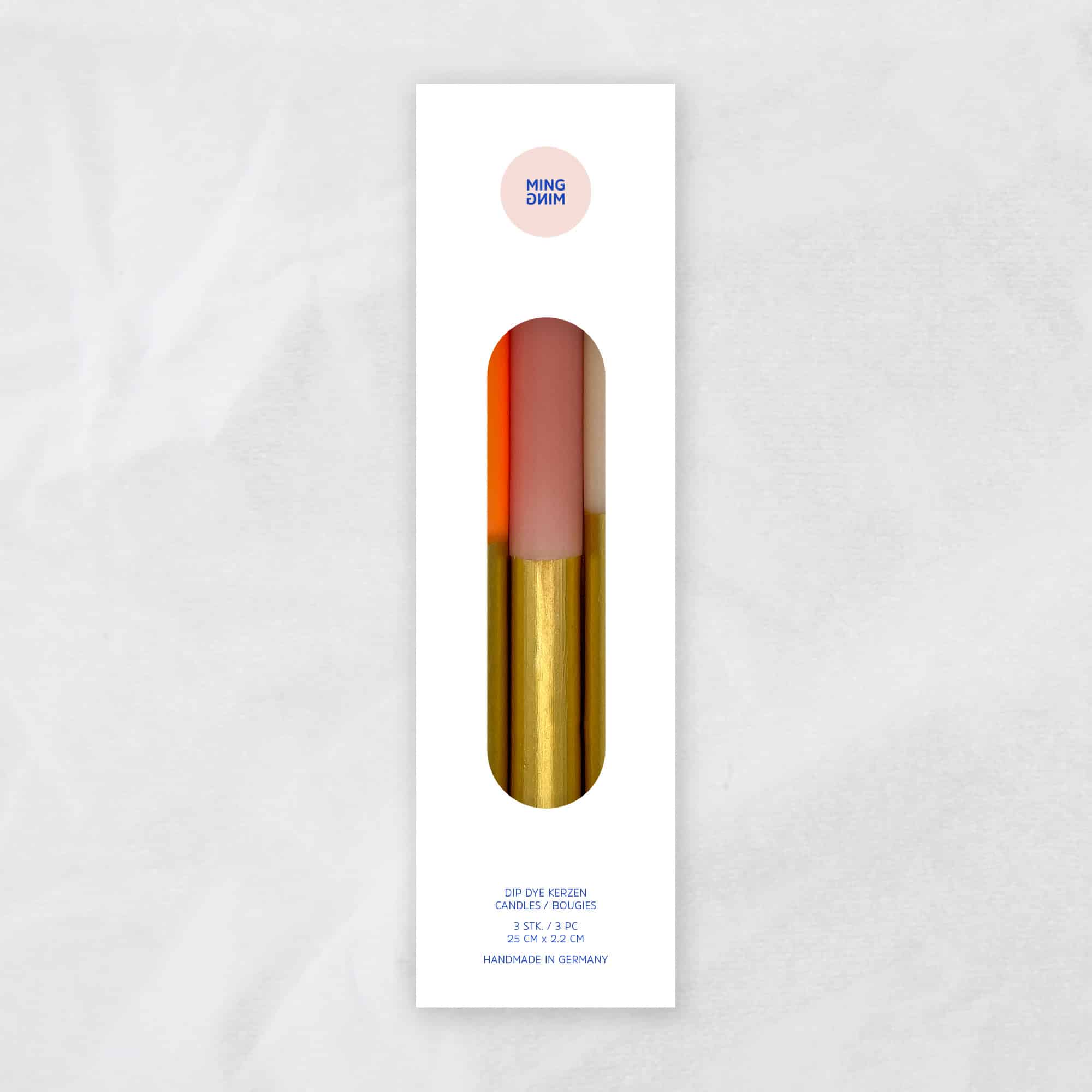Dip Dye Kerze 3er Set, Goldy Warm Mix