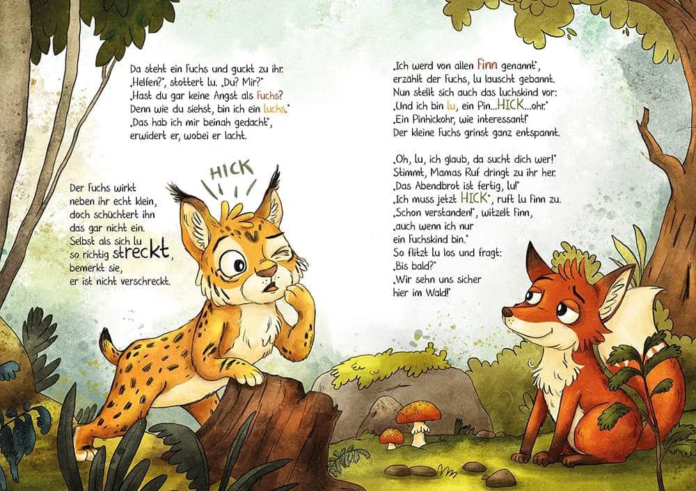 Kinderbuch "Fuchs und Luchs, Freundschaft mit Schluckauf"