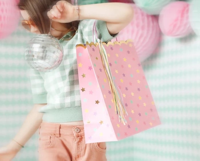 Geschenketüte, Rosa mit Sternchen