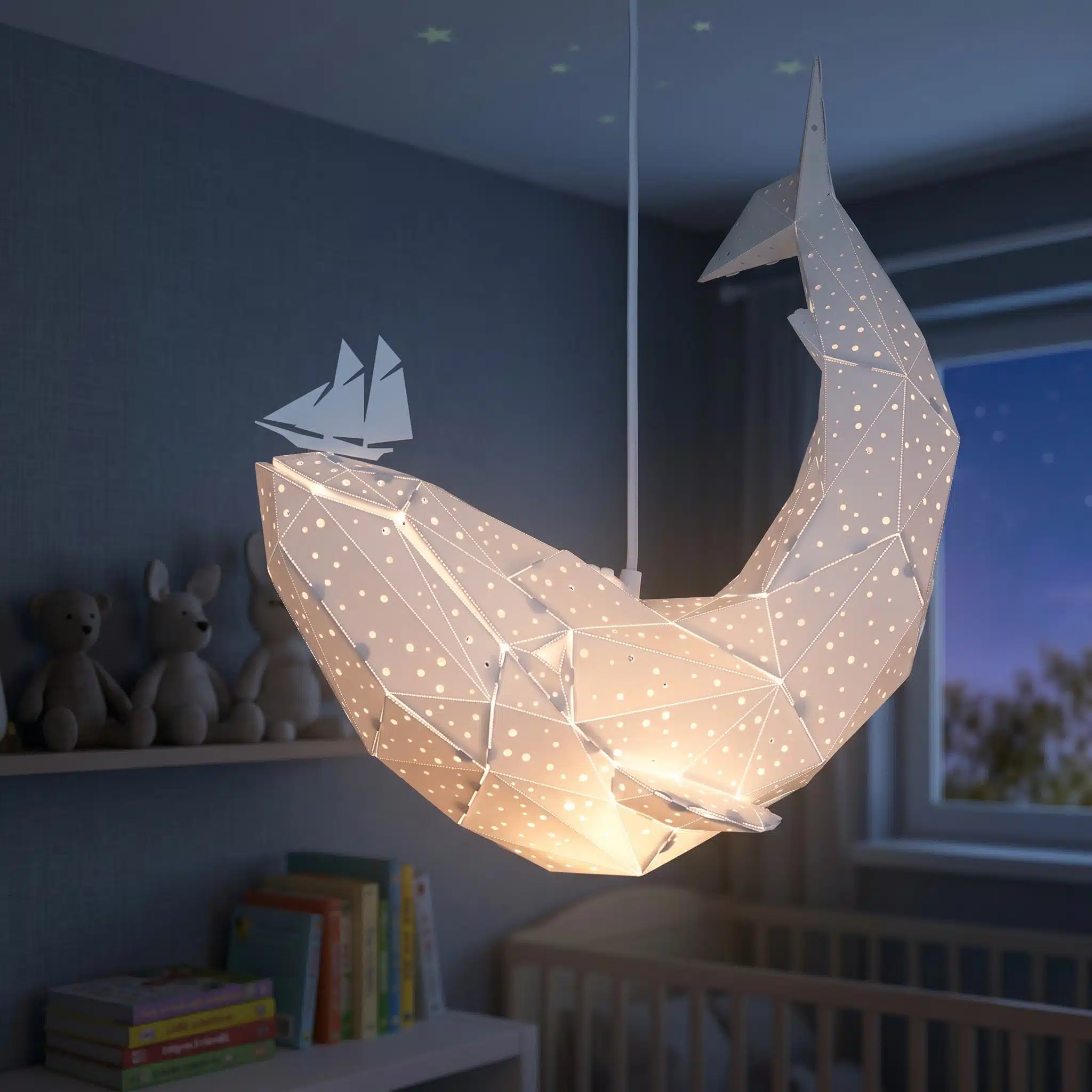 Baby Whale – Wal-Pendelleuchte in Weiß