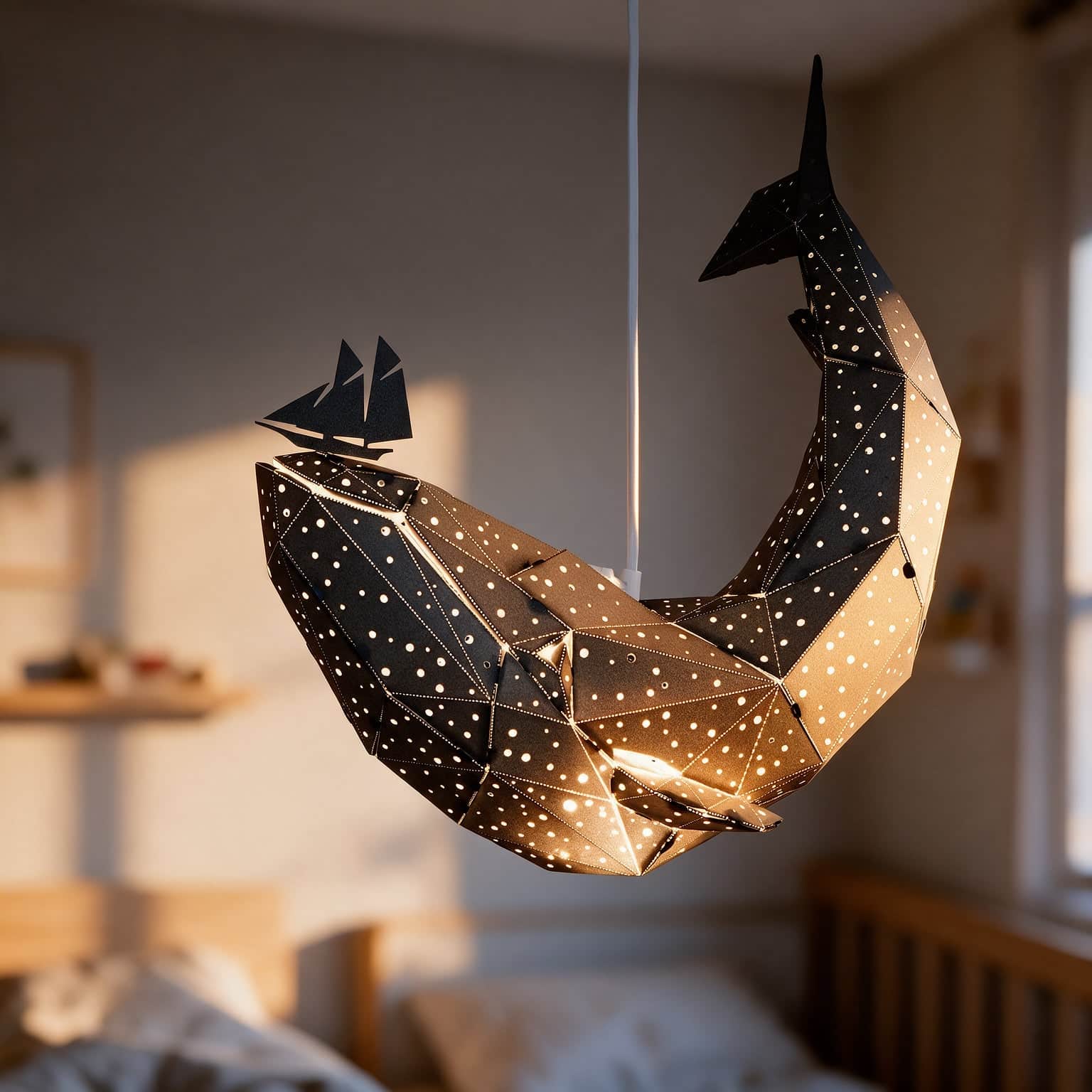 Baby Whale – Wal-Pendelleuchte in Schwarz