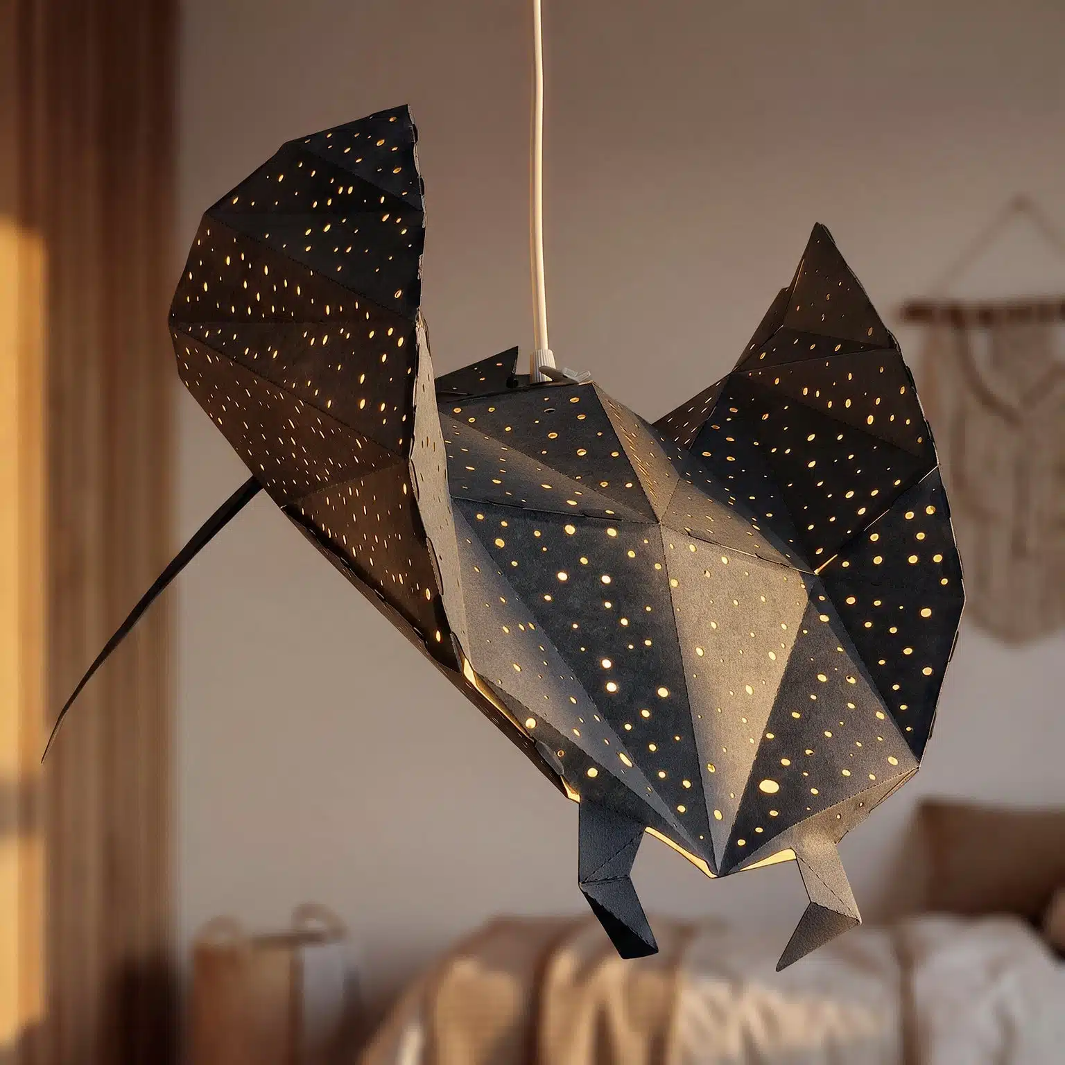 Ray – Rochen-Pendelleuchte in Schwarz
