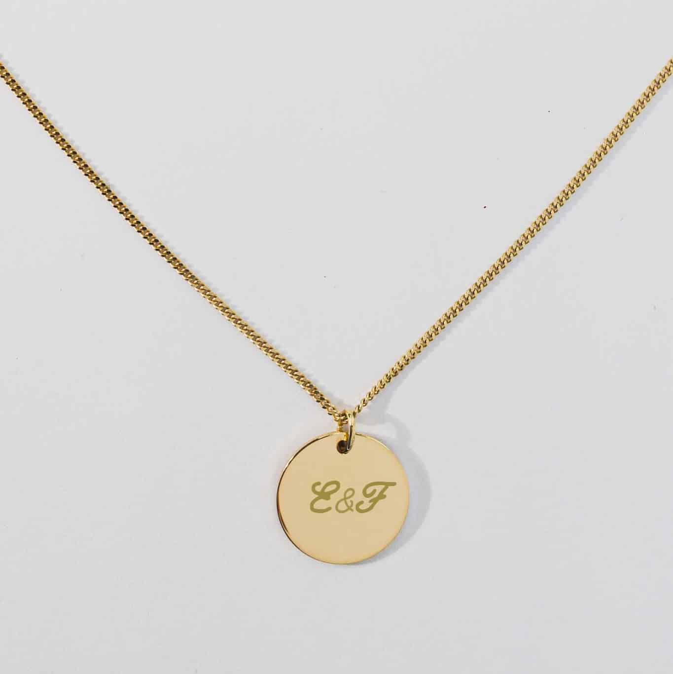 Kette "Glow" mit Plättchen 14 mm, 2 Initialen